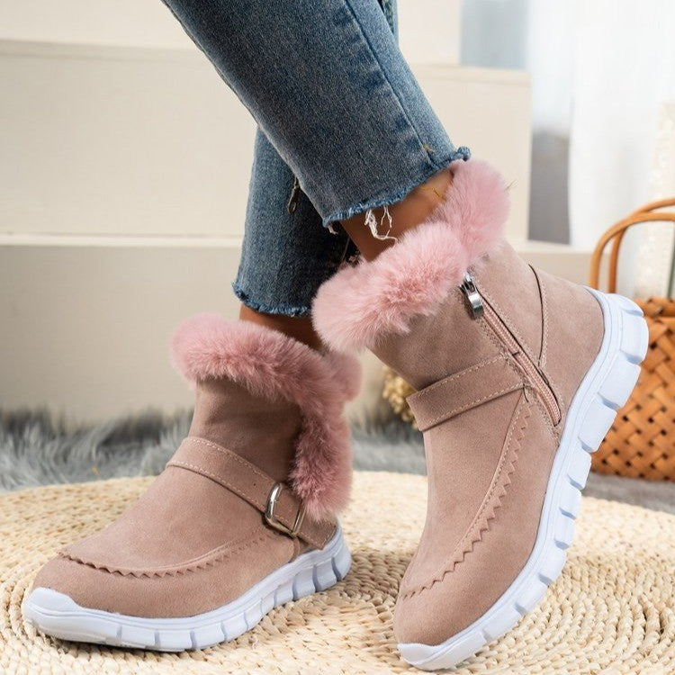"Bottes fourrure femme daim chaudes - vue d&