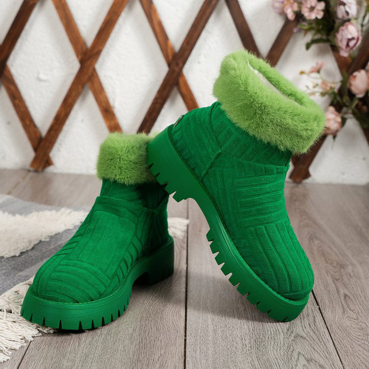 "Bottes fourrure femme hiver - détail de la semelle épaisse"