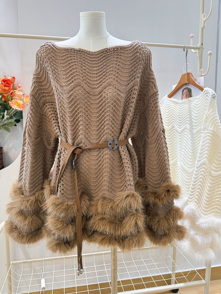 "Robe tricot taille marquée style français - vue de dos"