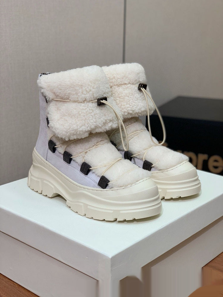 "Bottines hiver femme avec fourrure - vue de profil"