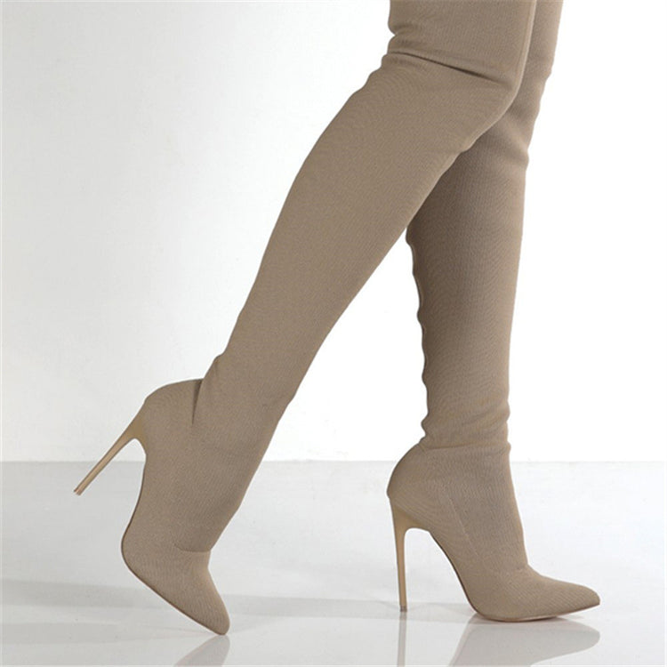 "Bottes hautes tricot talon haut - autre coloris"
