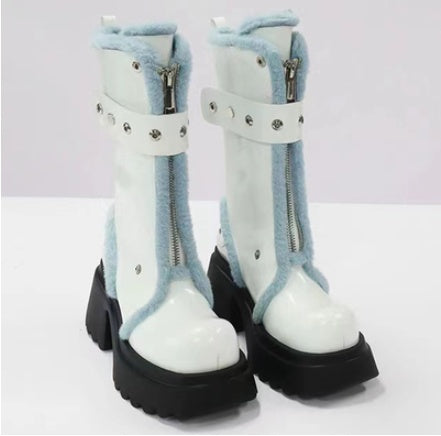 "Bottines femme fourrées hiver chaudes semelles épaisses - autre coloris"