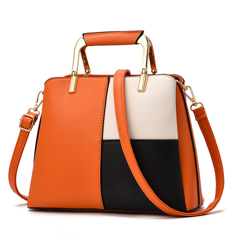 "Sac bandoulière femme grand format bicolore - vue de profil"