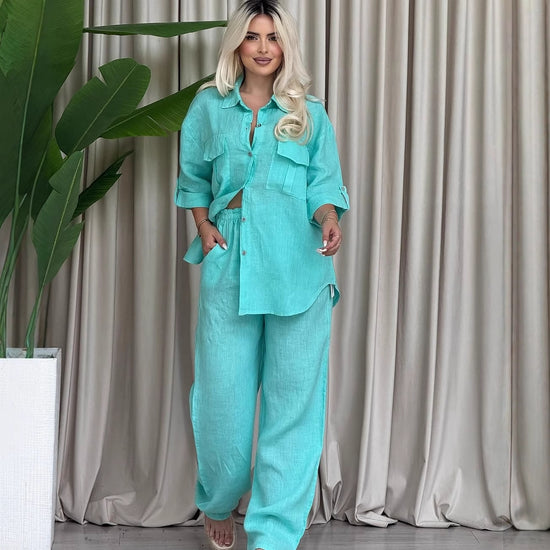 Long Sleeve Shirt Loose Two Piece Pants