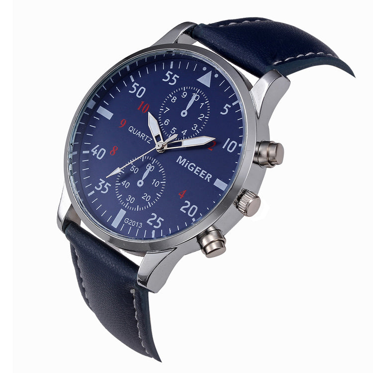Montre homme vintage cuir - Détail cadran analogique quartz