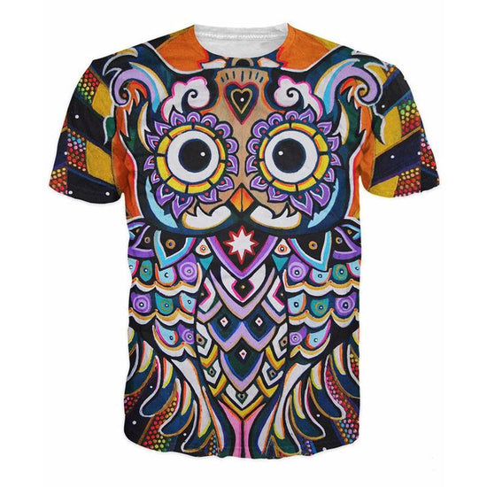 T-shirt unisexe hibou anime - Vue de face col rond manches courtes