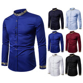  "Chemise homme col mao blanc - Vue de face slim fit"
