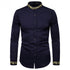 "Chemise col mao bordeaux - Détail boutons cardigan"