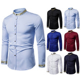 "Chemise homme manches longues col mao - Vue latérale"