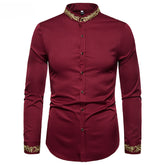  "Chemise slim fit col mao - Vue portée casual chic"