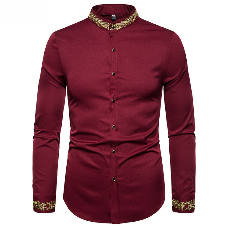  "Chemise slim fit col mao - Vue portée casual chic"