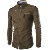  "Chemise manches longues homme - Détail tissu coton premium"