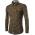  "Chemise manches longues homme - Détail tissu coton premium"