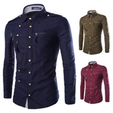  "Chemise homme élégante coton - Détail col et boutons"