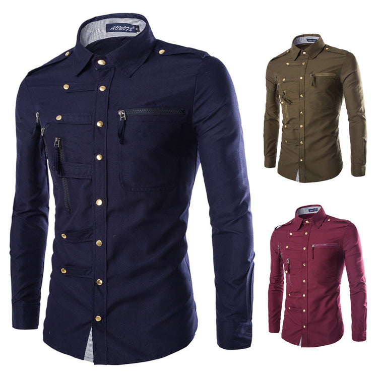  "Chemise homme élégante coton - Détail col et boutons"
