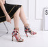Chaussures danse latine femme salsa - Vue de face talons satin rouge