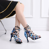 Chaussures danse femme - Variante couleur rouge camouflage bleu