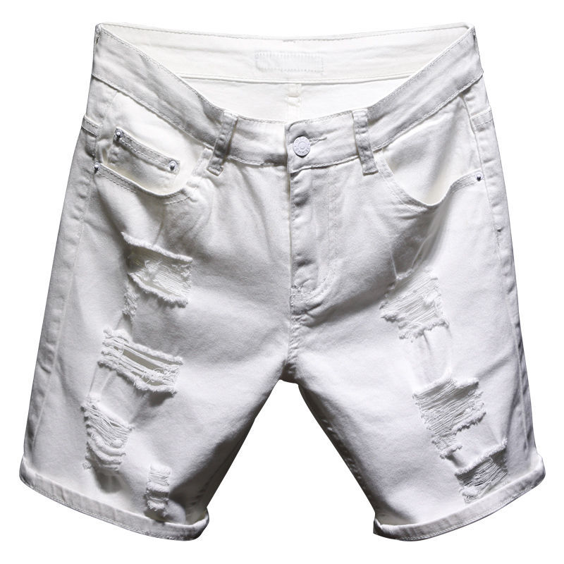 Short bermuda homme streetwear - Détail déchirures peintes main