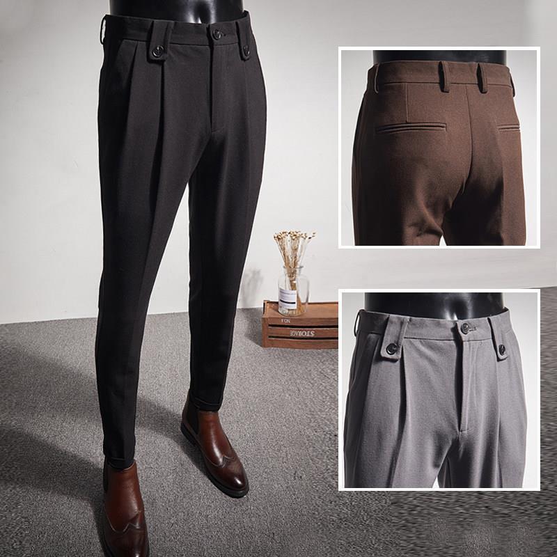 Pantalon costume homme business - Vue de face coupe droite taille haute