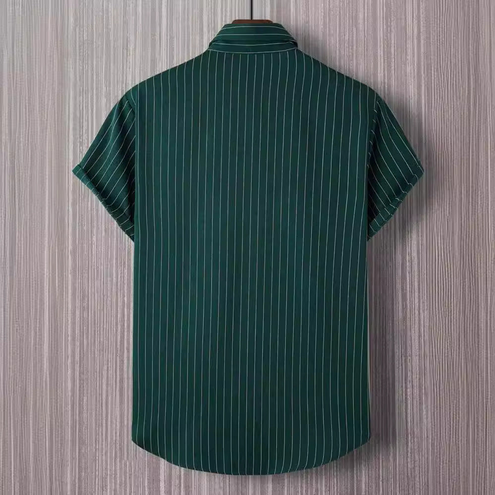 Chemise rayures homme été - Détail motif rayures verticales boutons