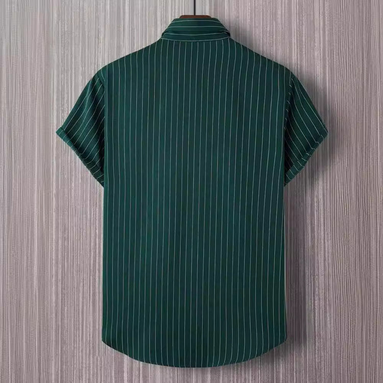 Chemise rayures homme été - Détail motif rayures verticales boutons