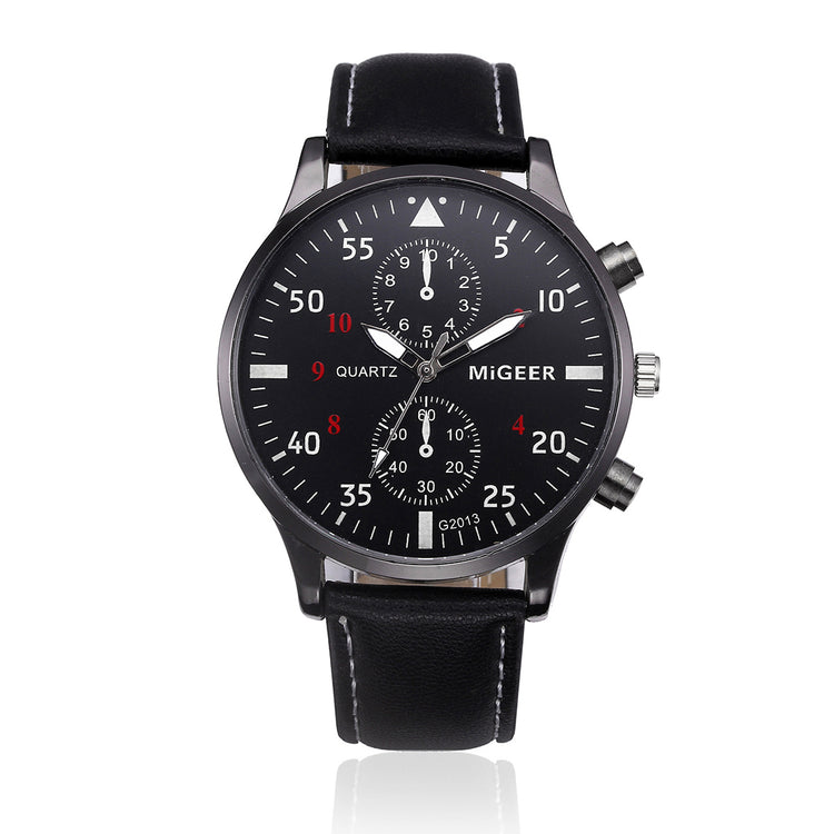 Montre cuir vintage homme - Vue trois-quarts bracelet ajustable