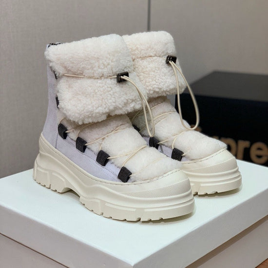 Bottines Fourrure Femme Hiver - Bottes de Neige Élégantes