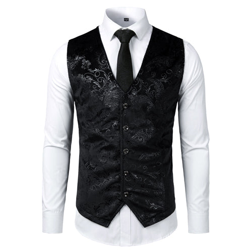 Gilet homme mariage doré - Vue portée slim fit élégant