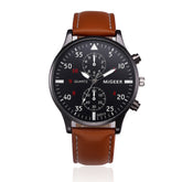 Montre homme vintage cuir - Détail aiguilles et index