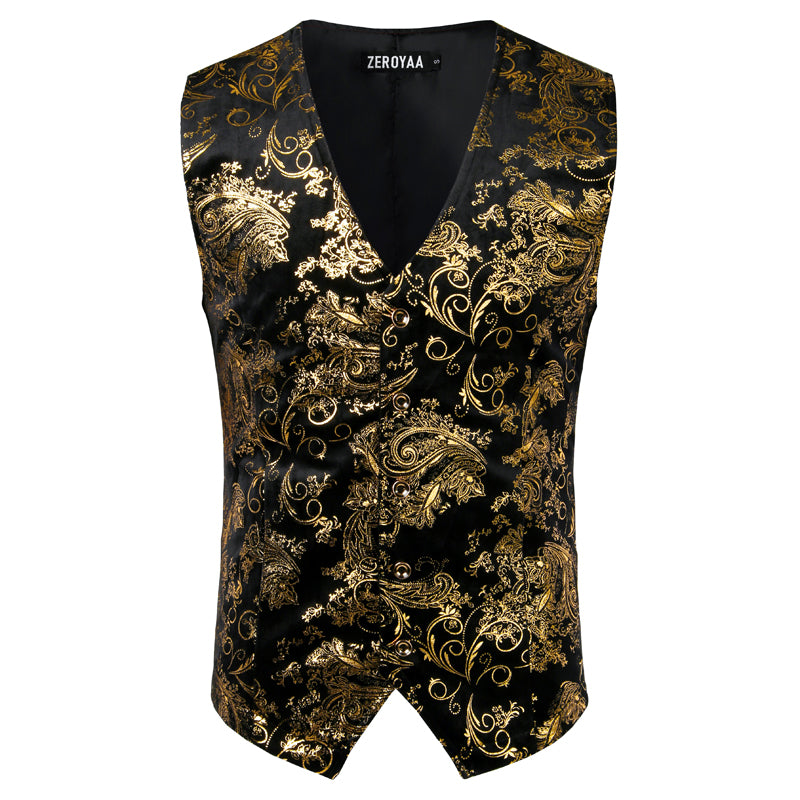 Gilet costume homme doré - Vue trois-quarts style victorien
