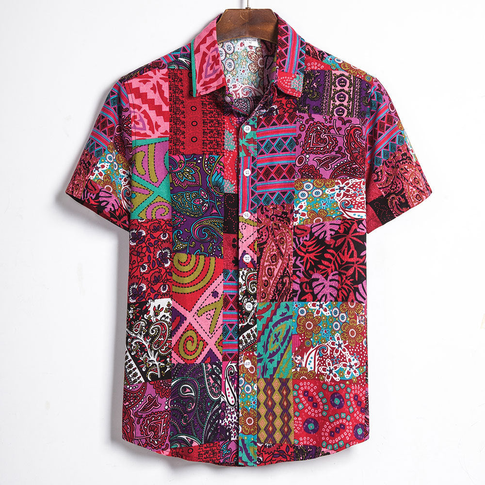 Chemise africaine col mao - Détail motif culturel unique