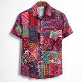 Chemise africaine col mao - Détail motif culturel unique