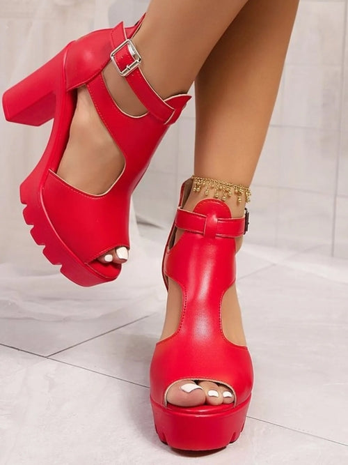 Cutout Block : Heels Sandals