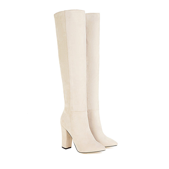 Mid-heel Round Toe Size Suede Knee-length Women&