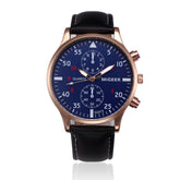 Montre bracelet cuir rétro - Vue latérale couronne réglage