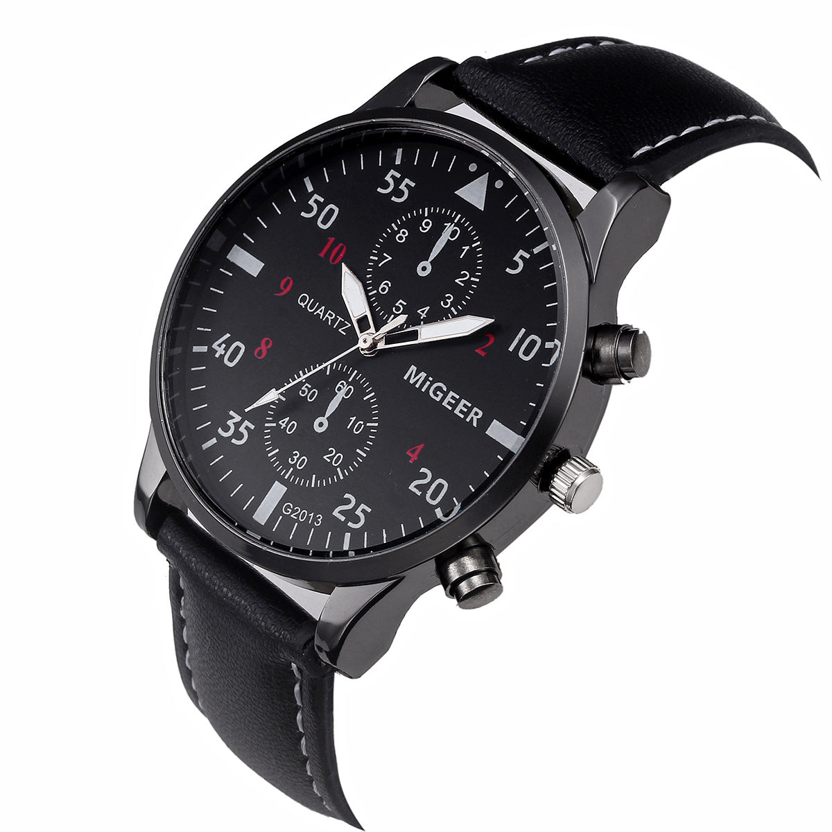 Montre rétro bracelet cuir - Vue de profil épaisseur 8mm