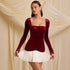 "Robe femme col carré détail plissé - vue de profil"