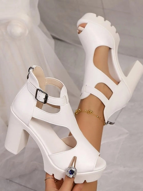 Cutout Block : Heels Sandals