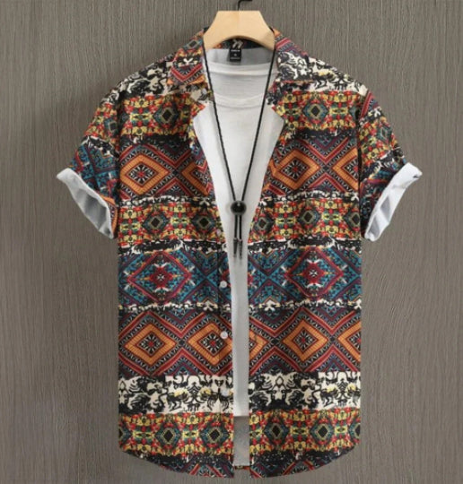 Chemise africaine lin - Détail boutons et fermeture