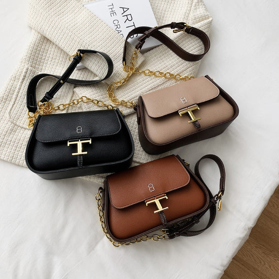 Fashion Letter Metal Buckle Trendy Female Bag Color Matching