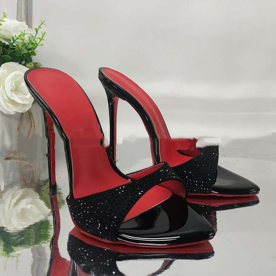 Rhinestone Ankle-strap Open Toe Sandals And Slippers Fashionable All-matching