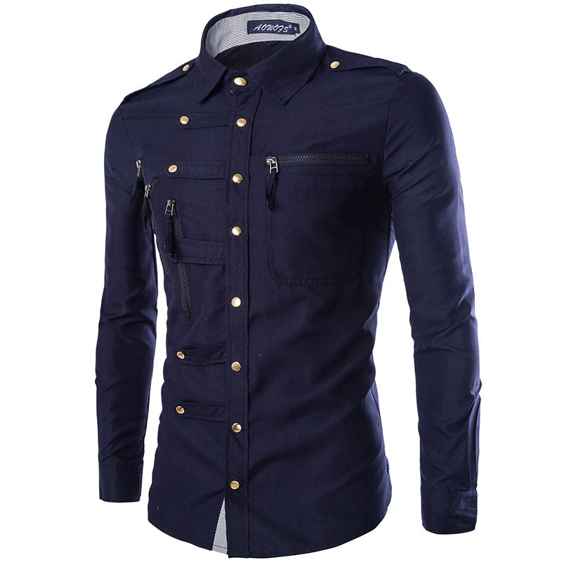  "Chemise coton mélangé homme - Vue arrière coupe ajustée"