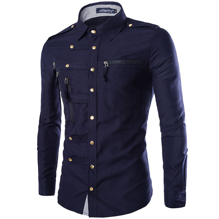  "Chemise coton mélangé homme - Vue arrière coupe ajustée"
