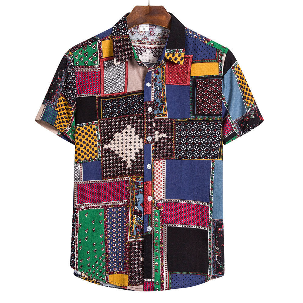 Chemise africaine manches courtes - Détail coupe ample traditionnelle