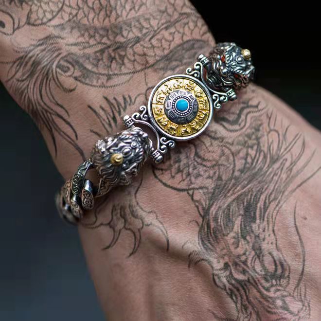 Bracelet vintage couple unisexe - Alliage cuivre design géométrique vue principale