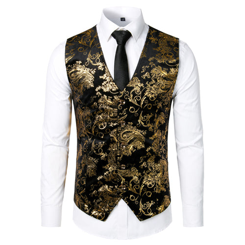 Gilet steampunk col V - Détail finitions premium polyester spandex