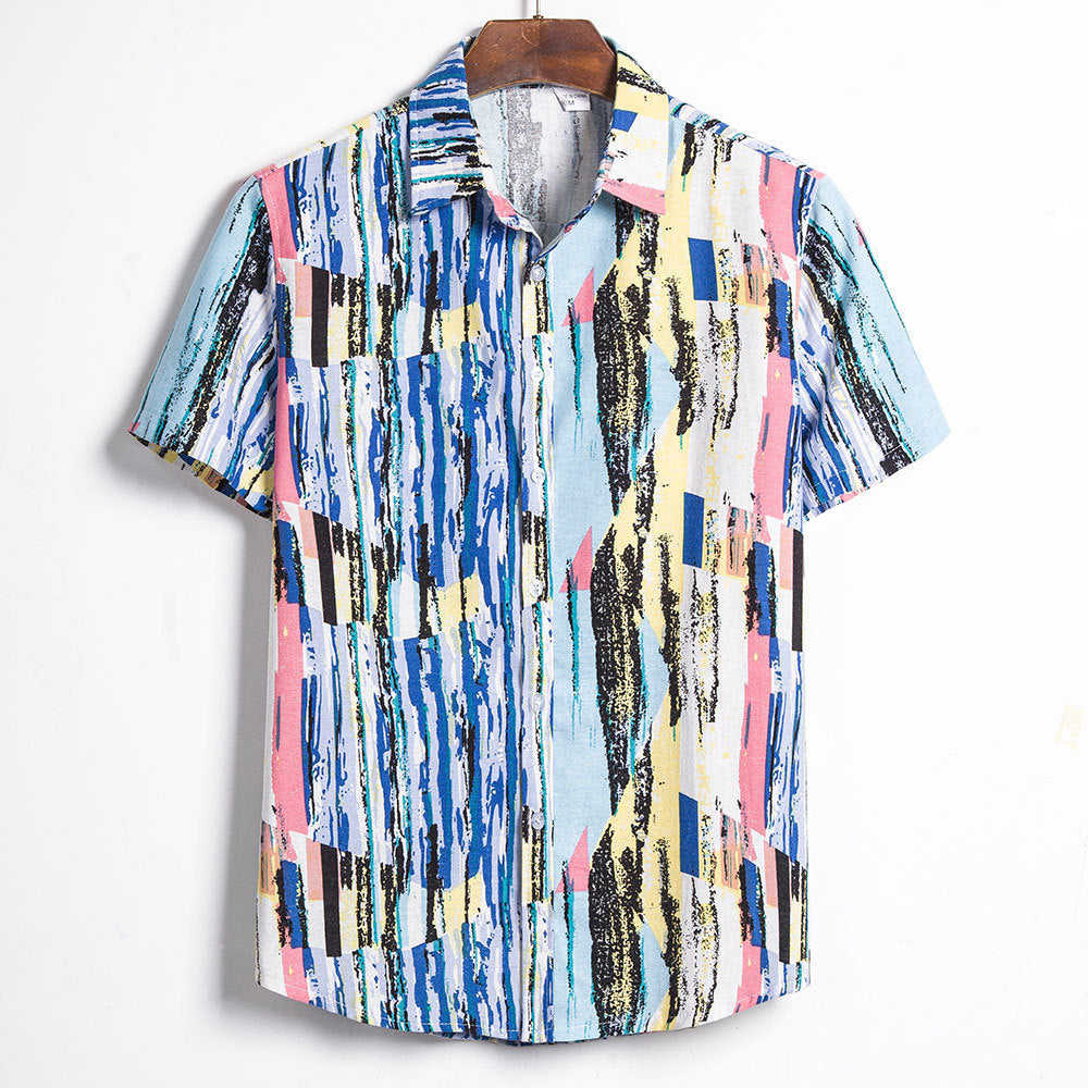 Chemise lin homme ethnique - Vue portée coupe ample confortable